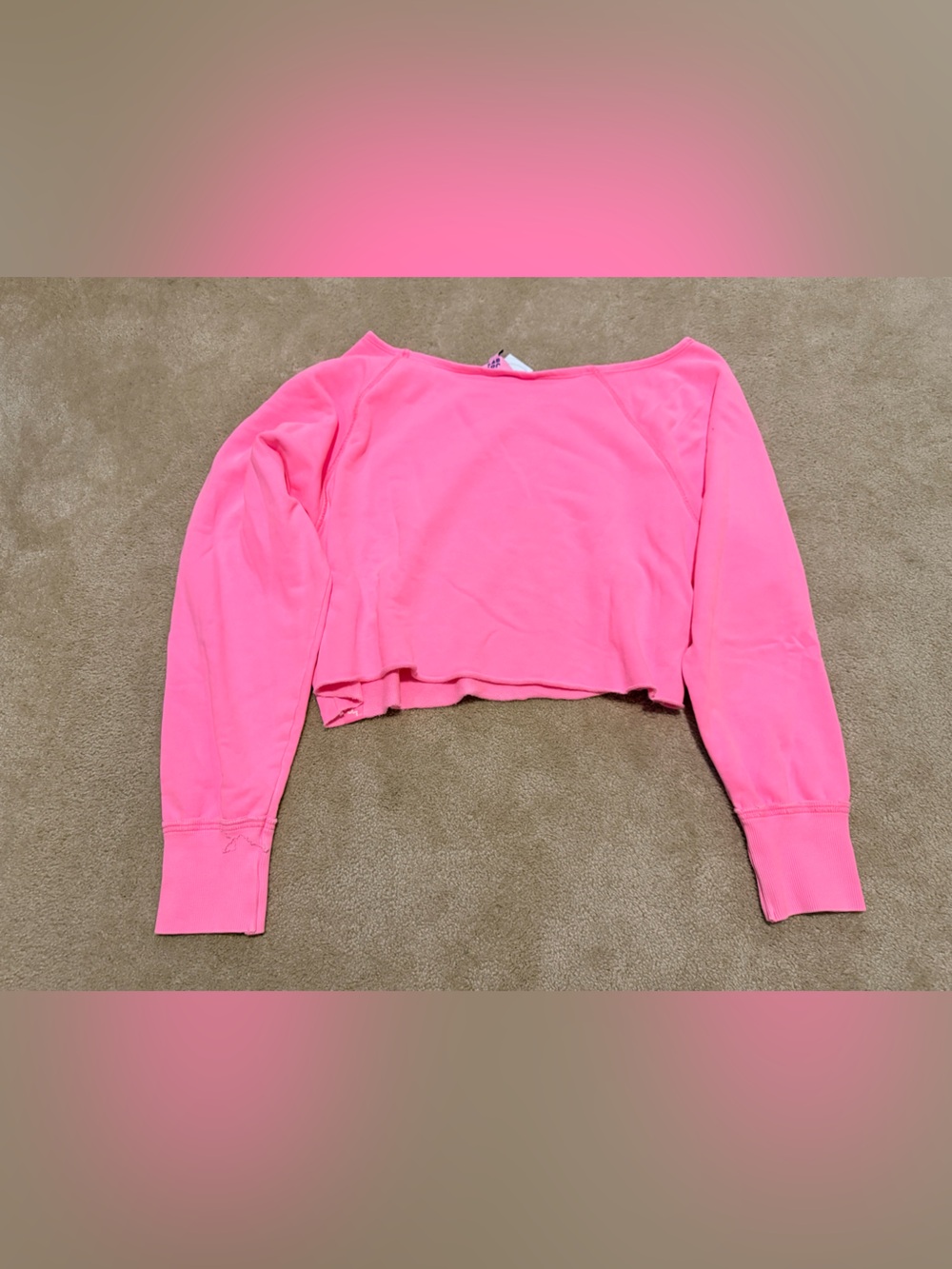 Joy Lab Cropped Fit Off the Shoulder Cropped Pink Pullover NWT - Picture 4 of 4
